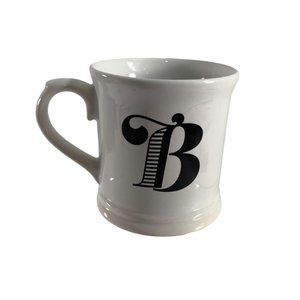 Holiday Home Coffee Tea Mug Monogram Letter B Initial Personalized 4" Tall White